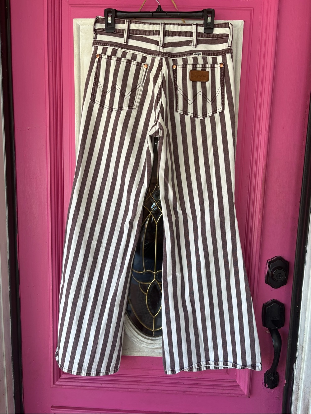 Wrangler Brown and White Vertical Stripe Flare Jeans - Picture 8 of 12